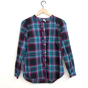 Old Navy•Plaid Ruffle Front Pop-Over Blouse ✨